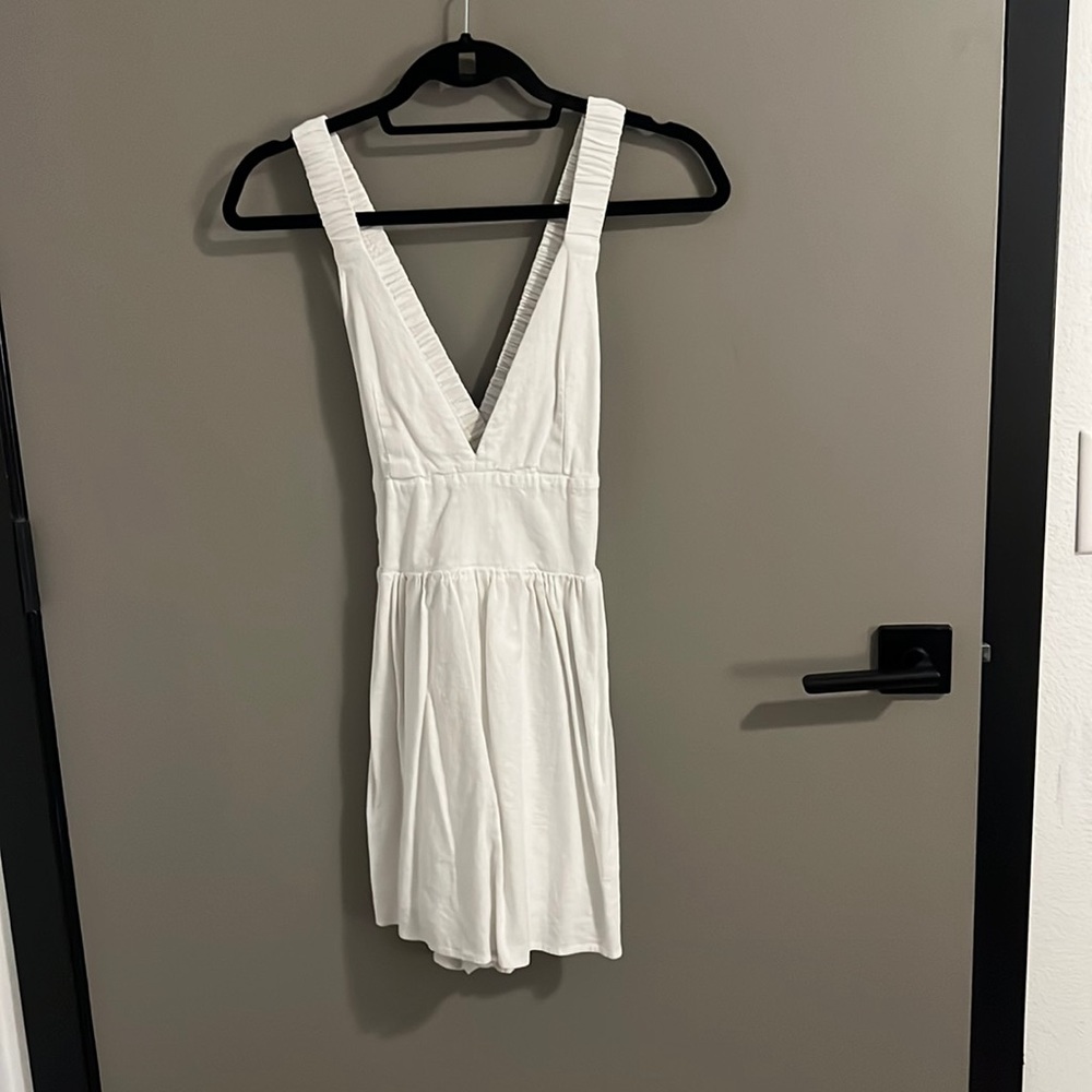 Abercrombie White Linen scrunchie strap Jumper Petite
